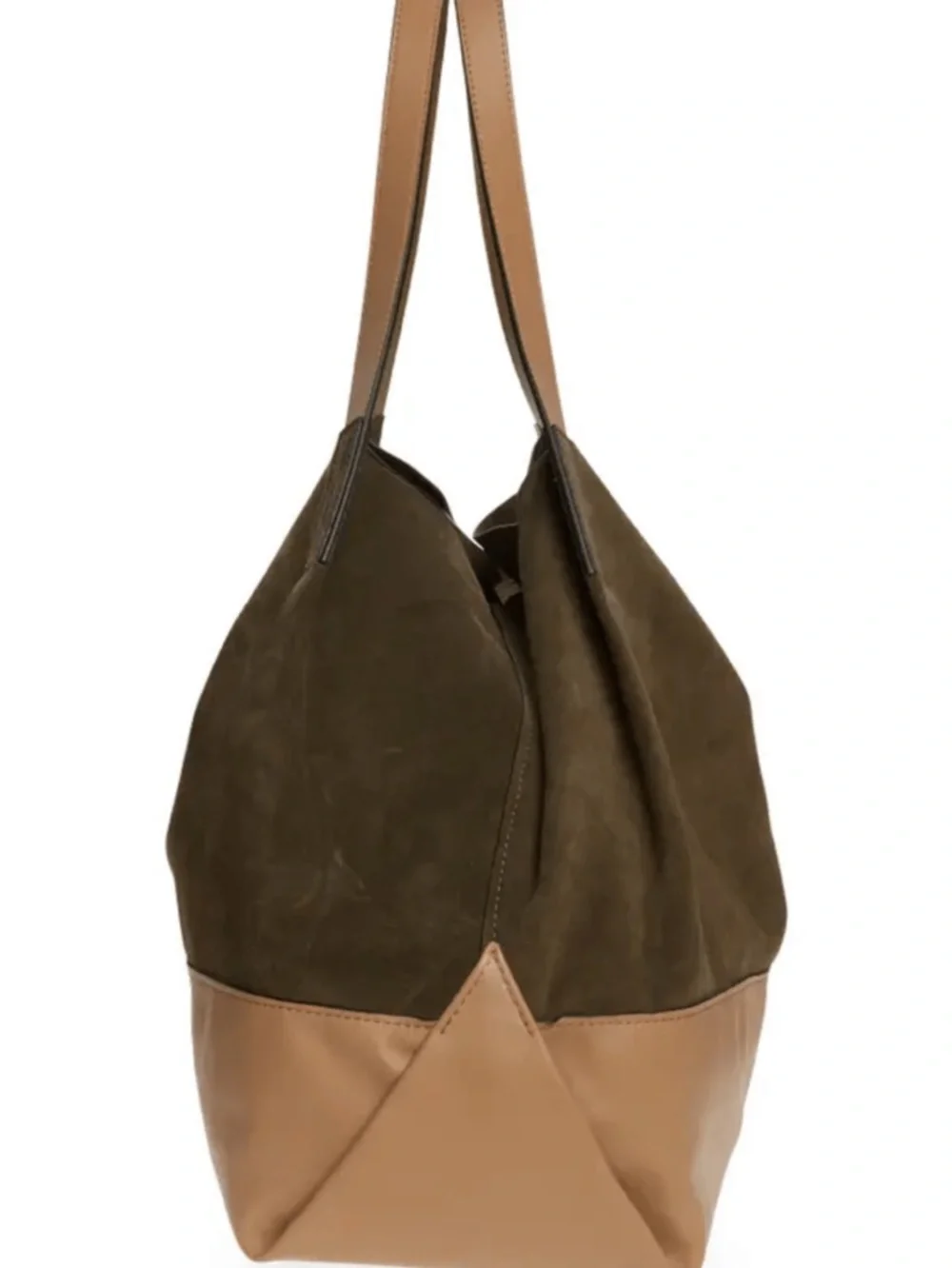 Rag & Bone Passenger Oversized Olive Green‎ and Taupe Suede Large Shoulder Bag